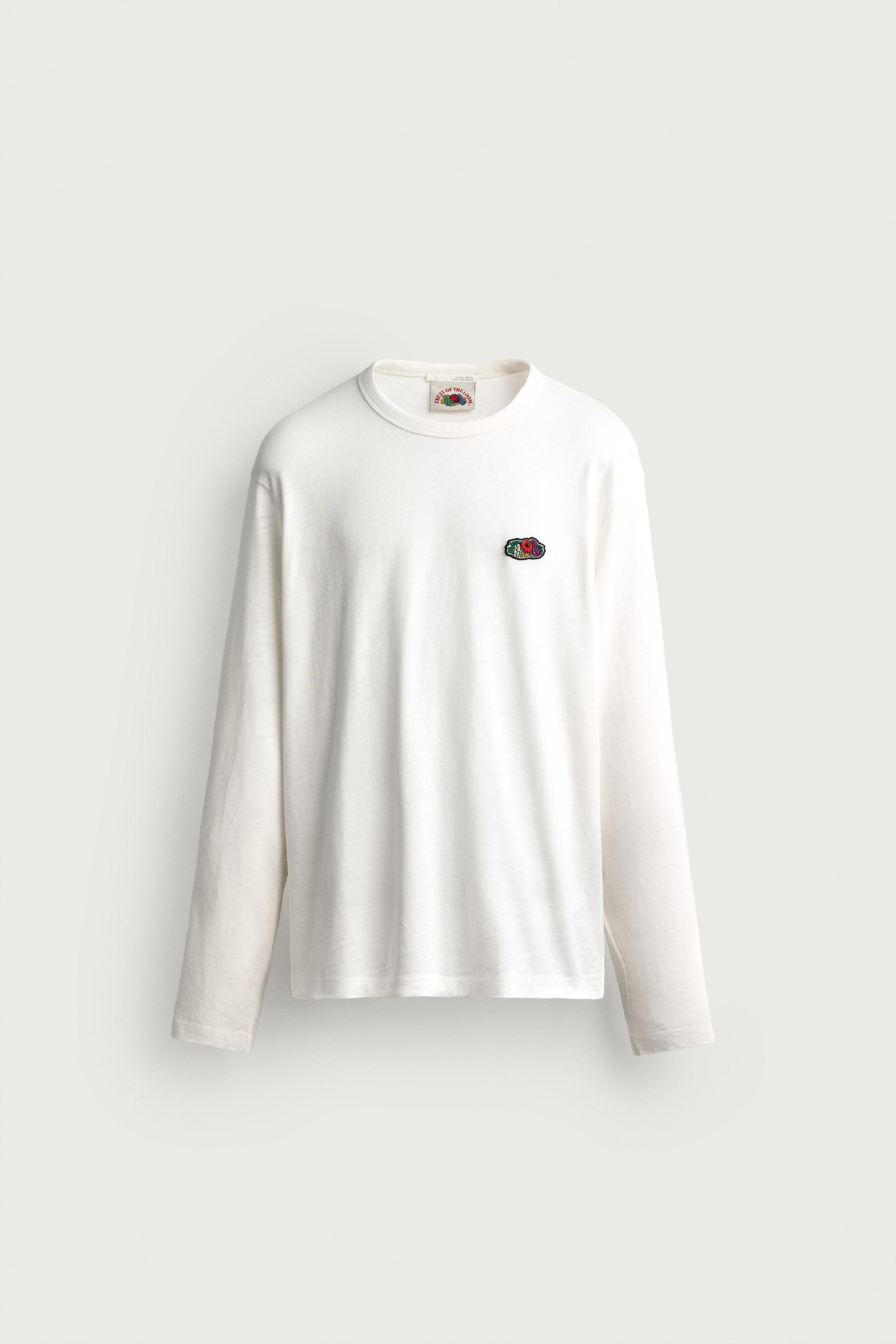 CAMISETA MANGA LARGA BÁSICA PARCHE FRUIT OF THE LOOM™