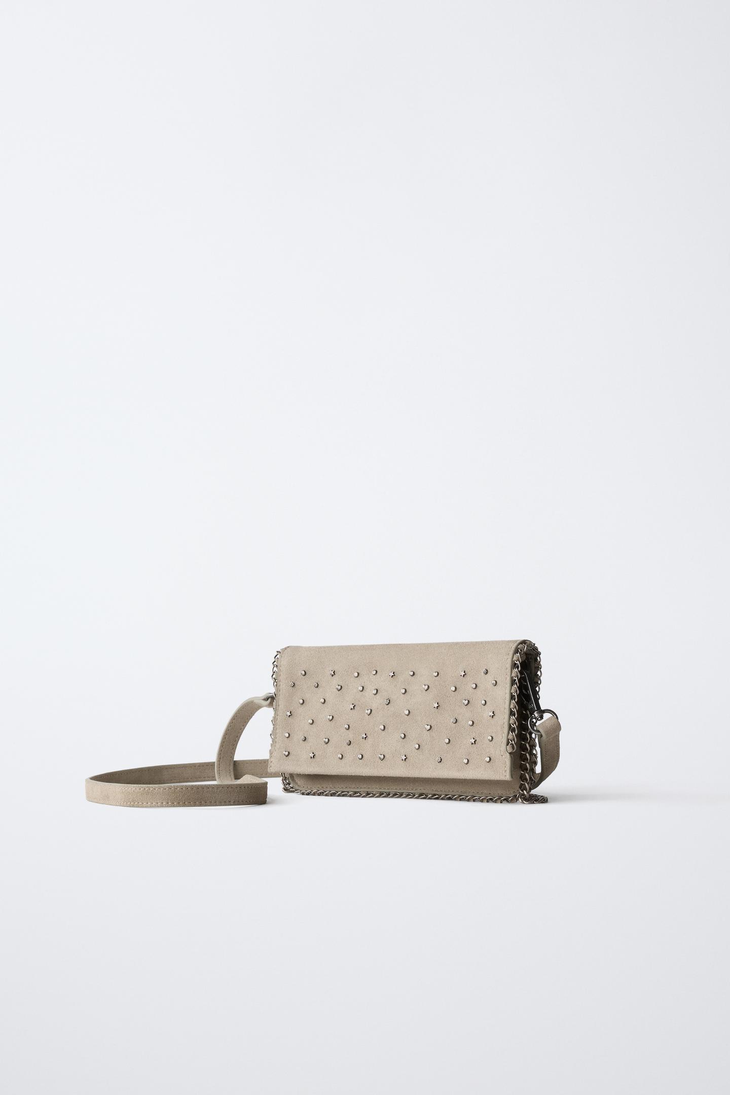 Детская сумка Zara Studded Leather Crossbody, цвет: Серый — фото 2