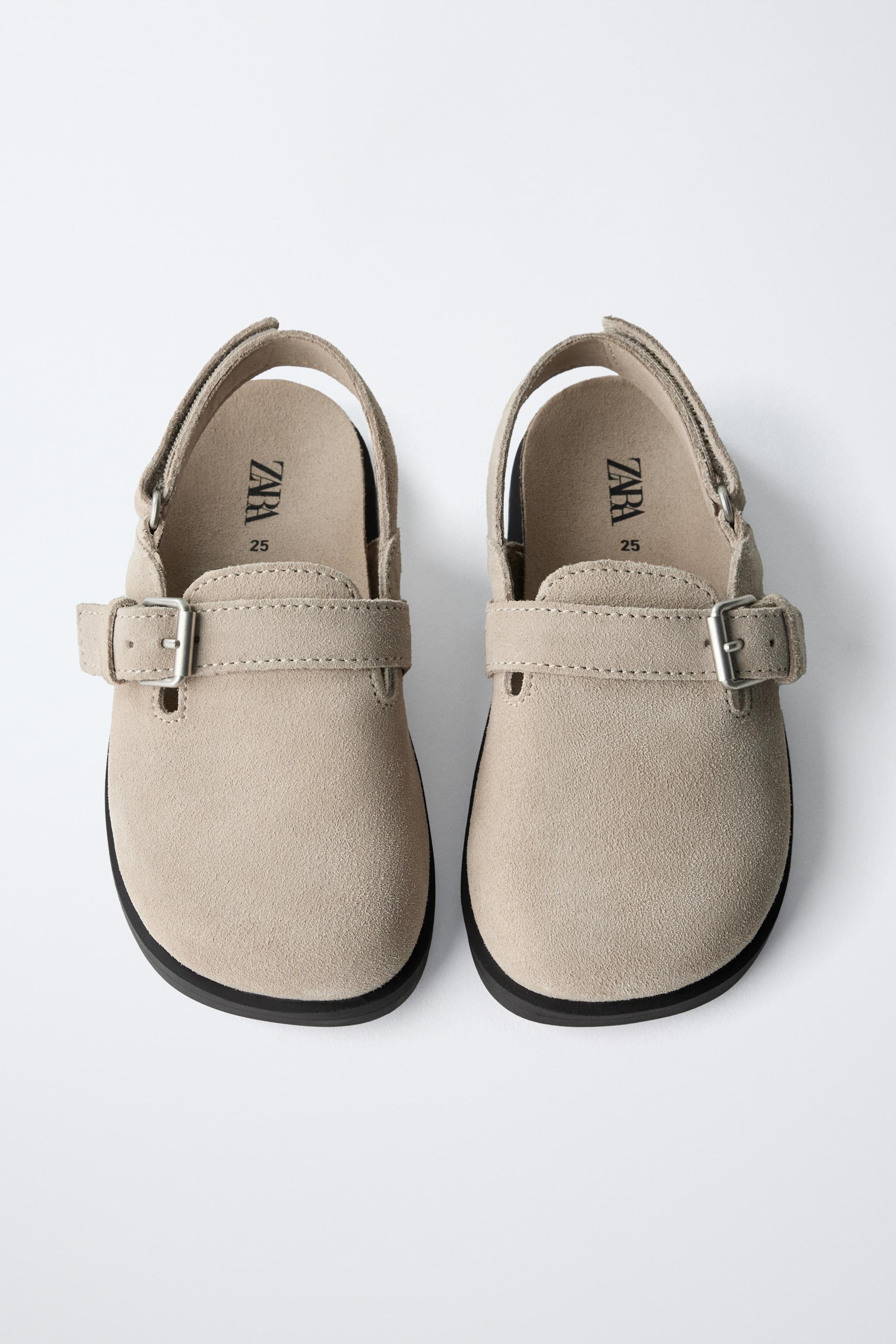 スプリットスエードレザークロッグサンダル - エクリュ | ZARA
