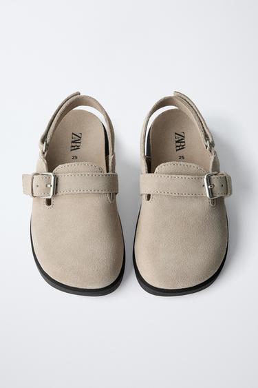 SPLIT SUEDE LEATHER CLOGS - Ecru White by Zara - Image 3