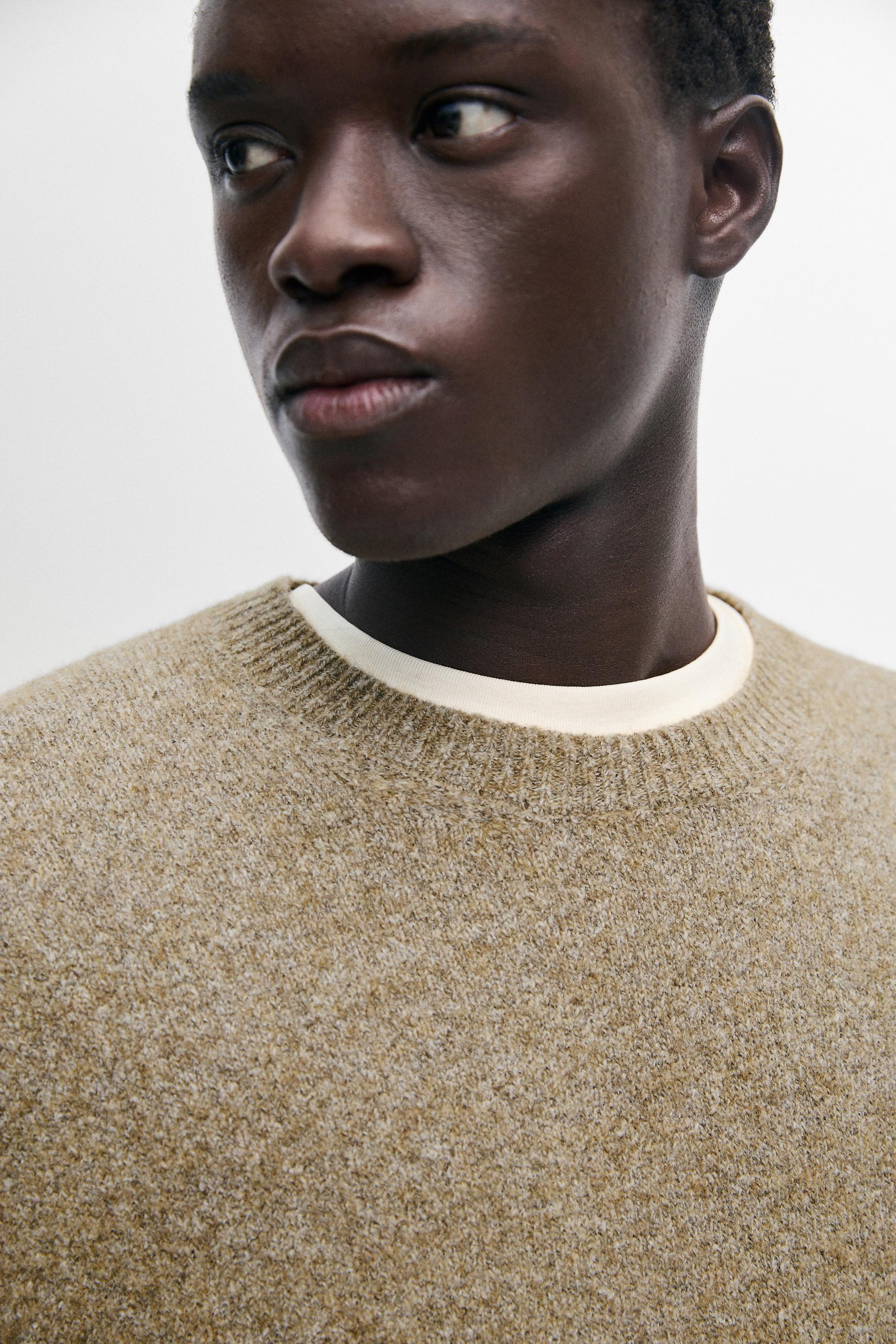 Cotton round neck knit sweater