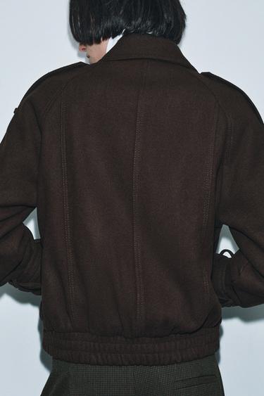 VESTE AVEC LAINE COL EFFET FOURRURE ZW COLLECTION - Marron de Zara - Image 4