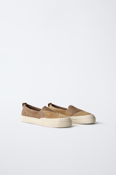LEATHER PLIMSOLLS - Brown by Zara