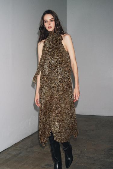 ZW COLLECTION ANIMAL PRINT HALTER DRESS - Leopard by Zara