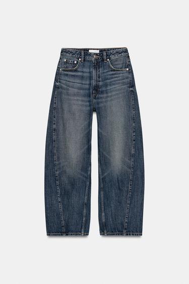 ג'ינס TRF בגזרת באגי בלון עם מותן בינוני - כחול כהה של Zara