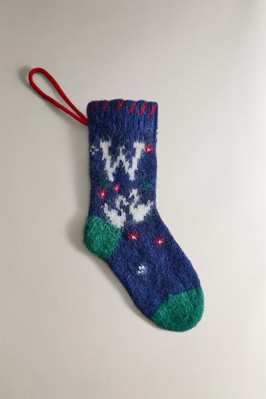 LETTER ‘W’ CHRISTMAS STOCKING DECORATION - Electric blue by Zara