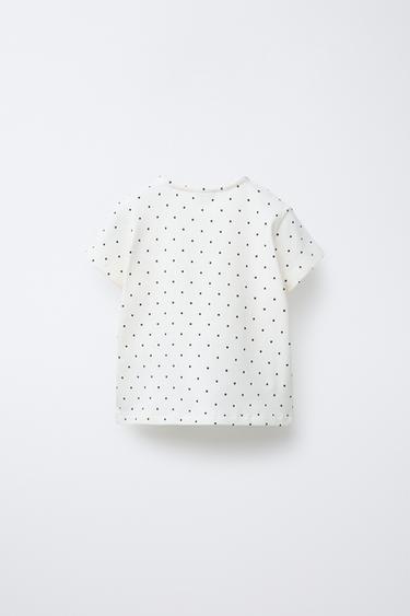 RIBBED T-SHIRT WITH BOWS - Ecru by Zara - Image 1
