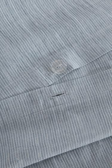 Zara STRIPED COTTON LINEN DUVET COVER - Blue