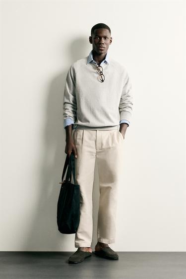COTTON/LINEN RELAXED FIT TROUSERS - Ecru by Zara