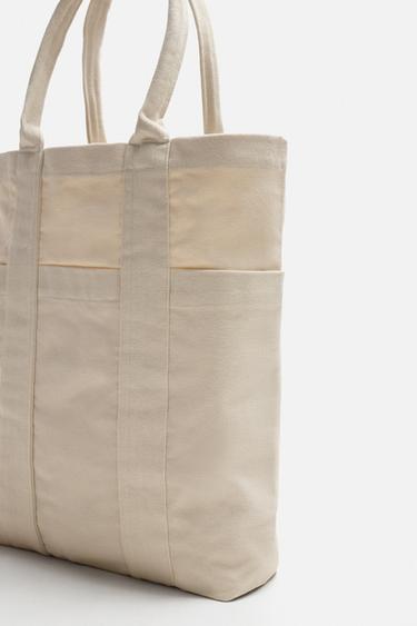 SAC SHOPPER EN TISSU - Blanc écru de Zara - Image 2