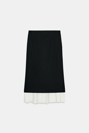 ZW COLLECTION CONTRAST SKIRT - Black / White by Zara