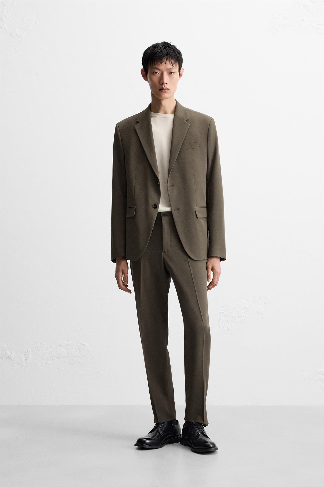 COMFORT SUIT TROUSERS - Dark olive by Zara