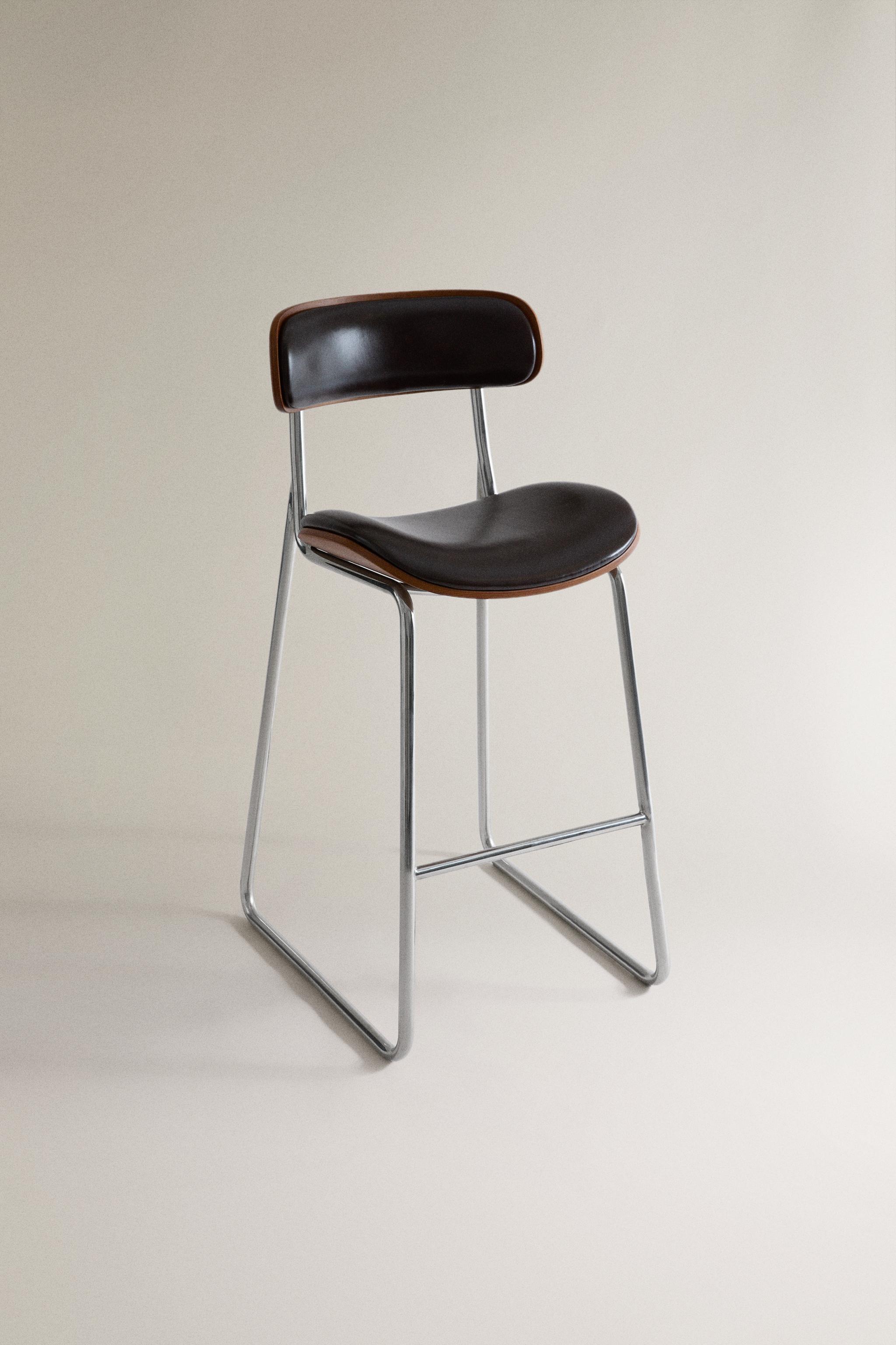 TABOURET HAUT CUIR ET ACIER INOXYDABLE