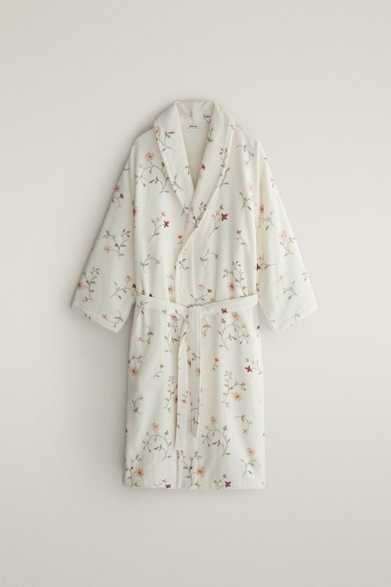 COTTON VELOUR FLORAL DRESSING GOWN (380 GSM) - Multicoloured by Zara - Image 0