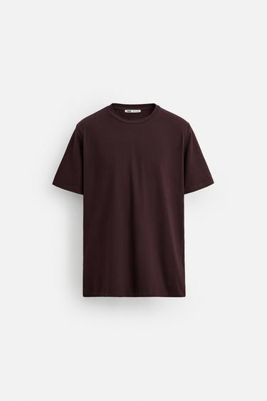 Zara BASIC SLIM FIT T-SHIRT - Wine