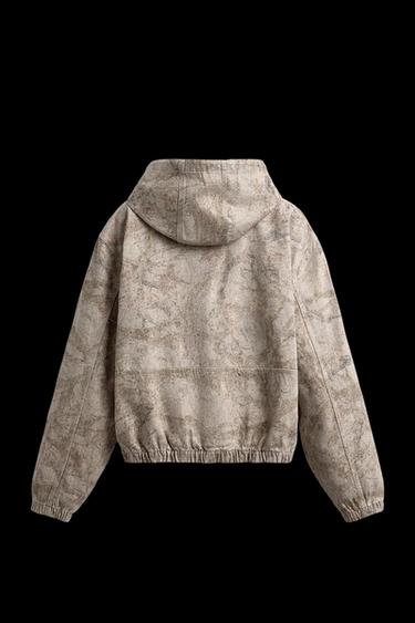 Zara WASHED HOODED JACKET - Printed