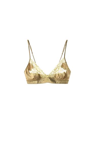 SOUTIEN-GORGE TRIANGLE SATINÉ AVEC DENTELLE - jaune de Zara