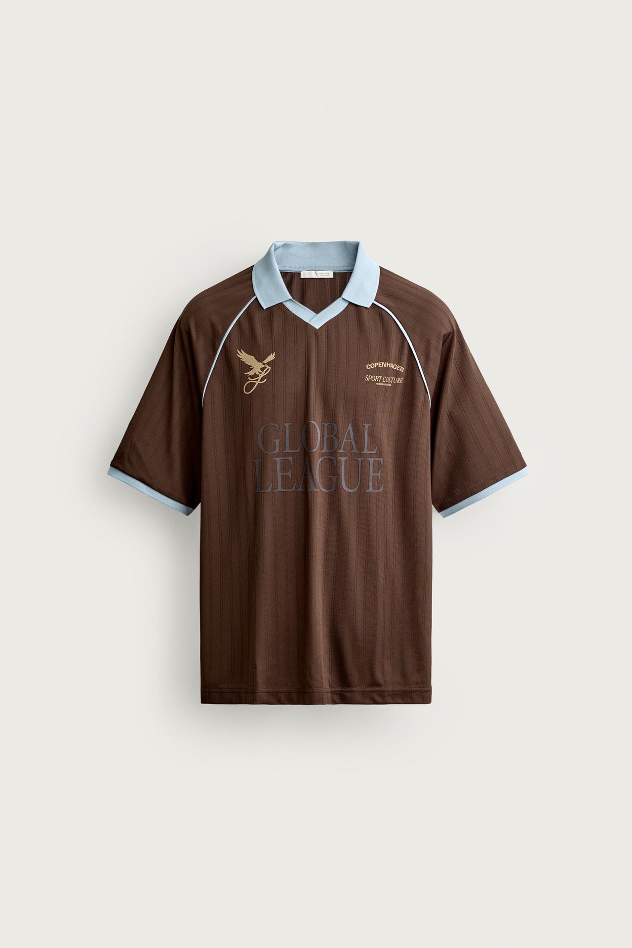 RETRO SOCCER RELAXED FIT POLO — Brown
