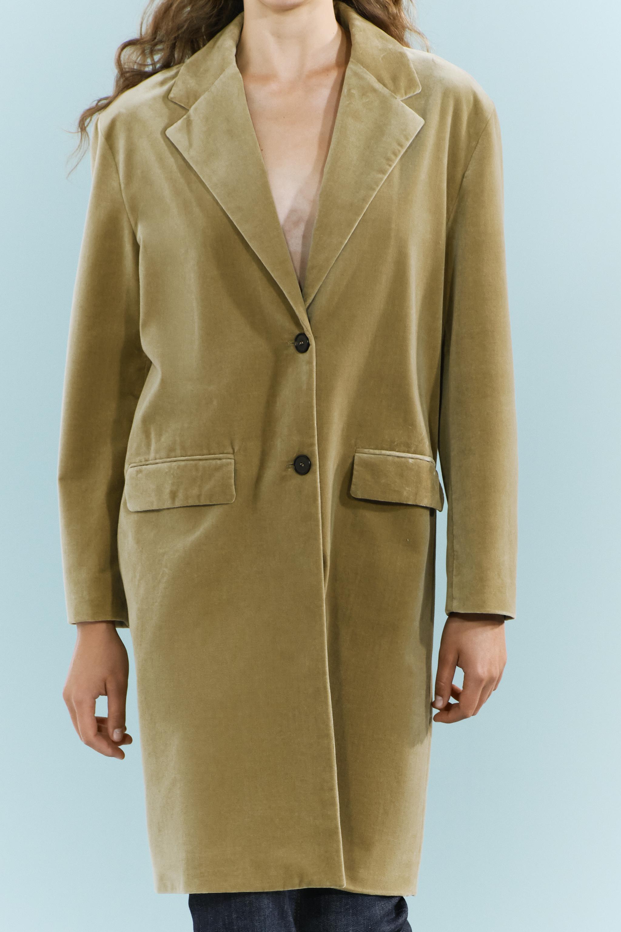 Zara cheap khaki coat