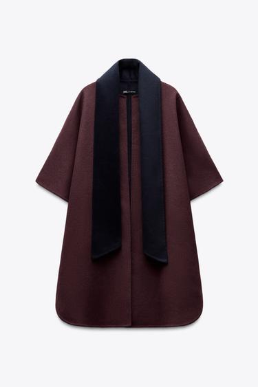 CAPE AVEC LAINE ÉCHARPE - Bordeaux de Zara - Image 4