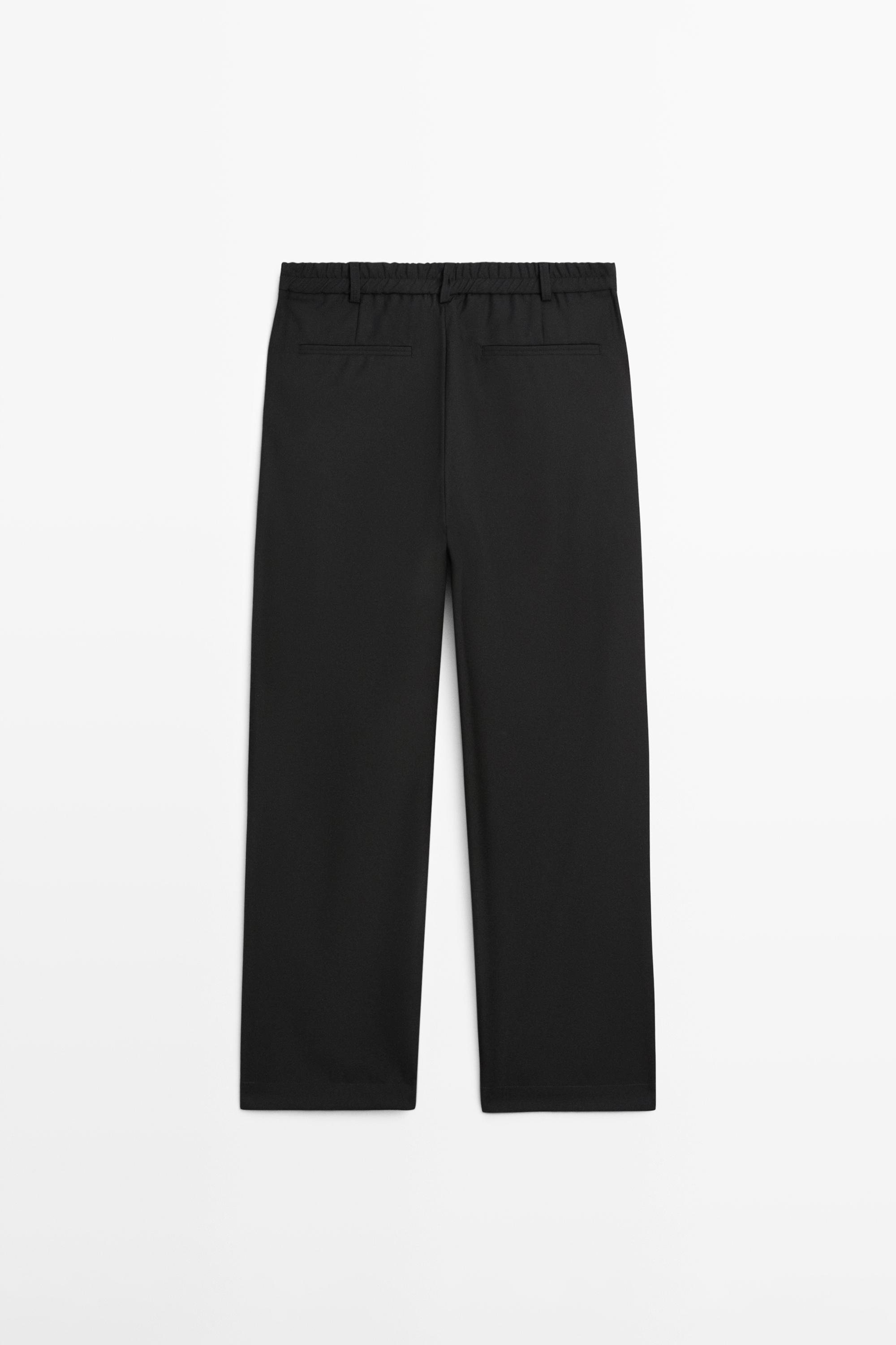Relaxed fit darted cool wool blend trousers