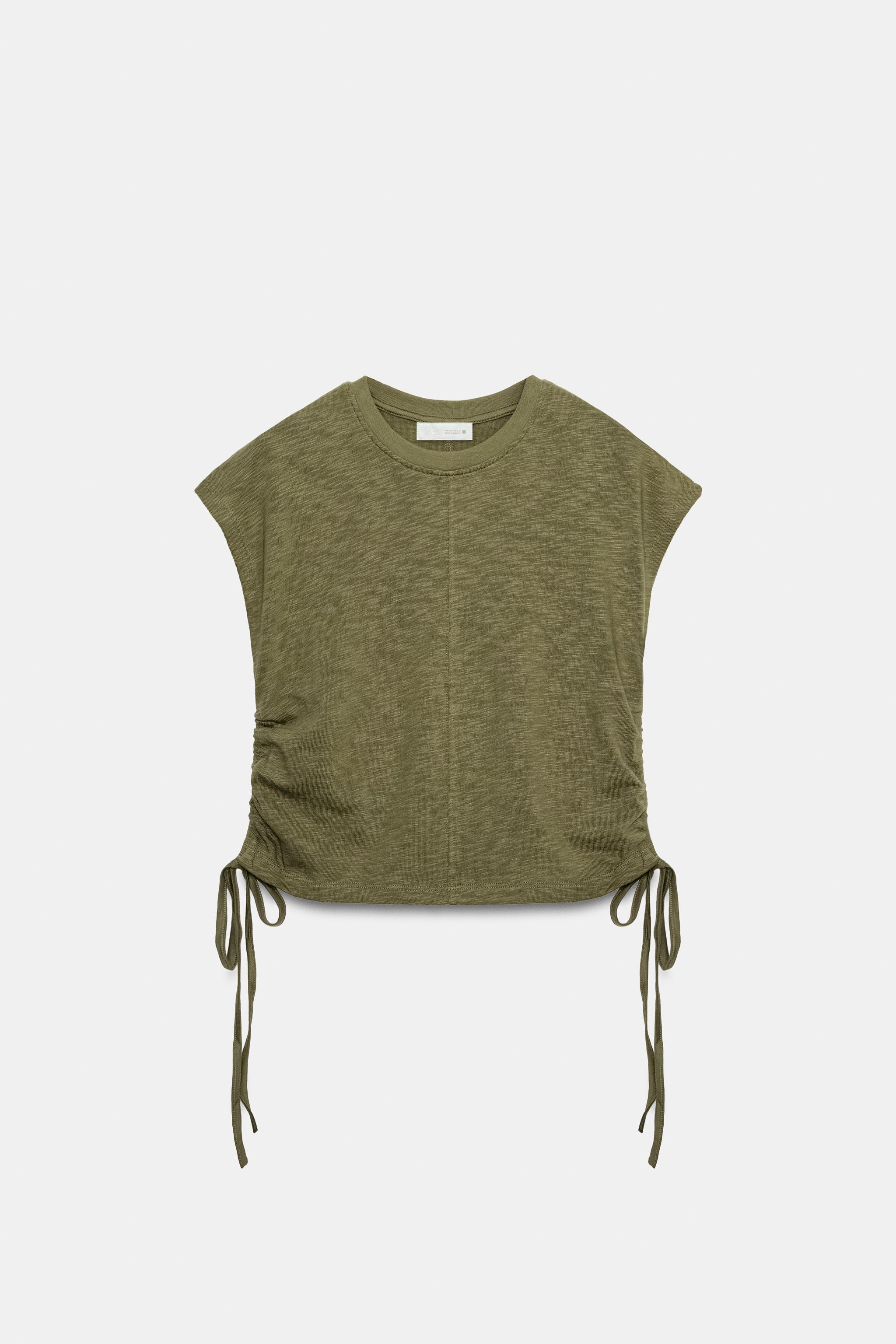 Zara BÜZGÜLÜ RUSTİK T-SHIRT görsel 6