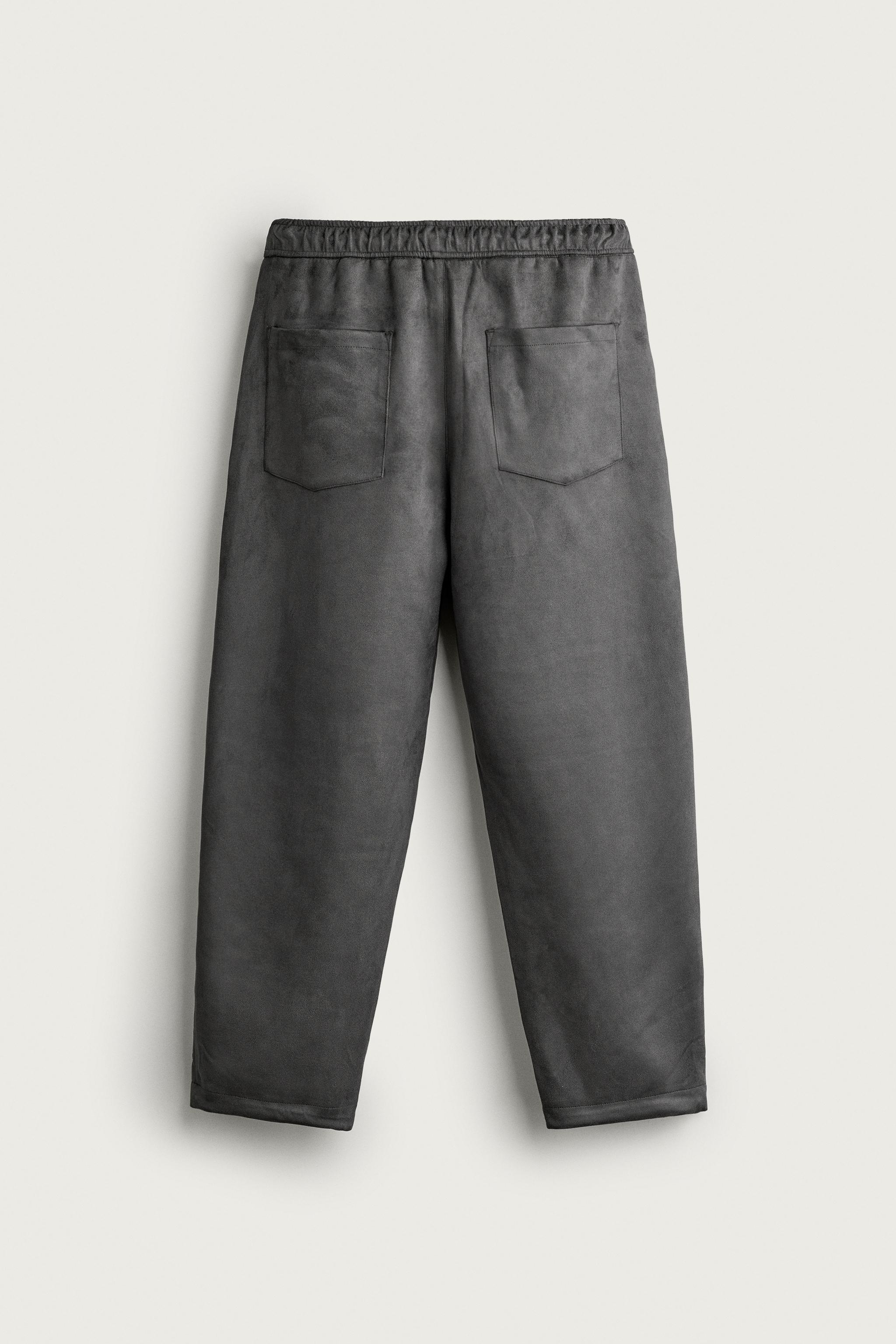 フェイクスエード ワイドレッグパンツ - ブラック | ZARA Japan / 日本
