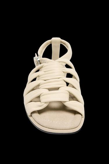 KNOTTED LEATHER SANDALS - Light yellow by Zara