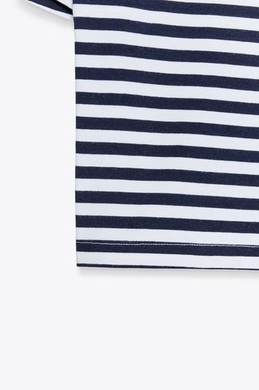 CROPPED STRETCH T-SHIRT - Blue/White by Zara - Image 5