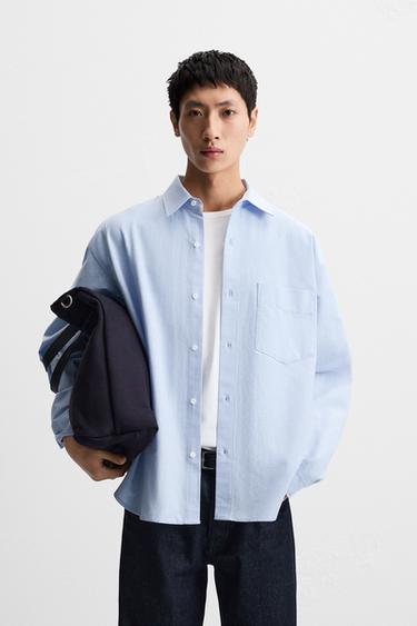 OVERSIZE FIT OXFORD SHIRT - Light blue by Zara