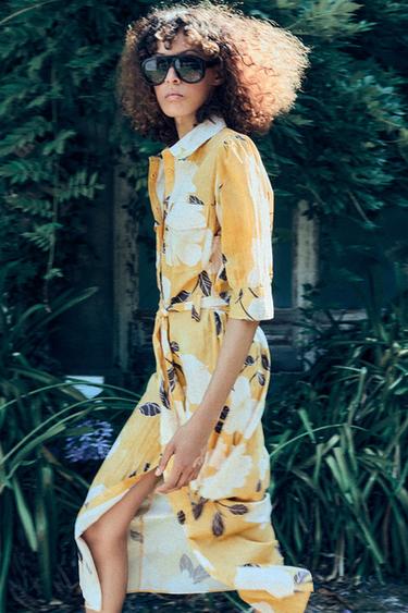 ZW COLLECTION PRINTED SHIRT DRESS - Yellow by Zara