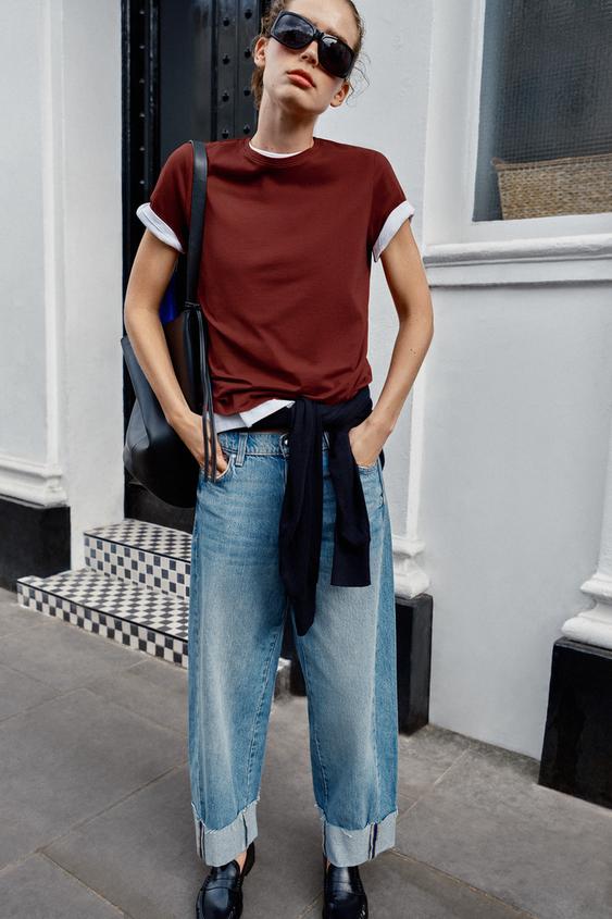 SHORT SLEEVE T-SHIRT - Burgundy by Zara - Image 0