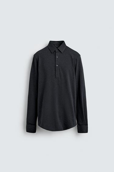 KËMISHË POLO SOFT PAMBUK - Blu marinari e errët nga Zara