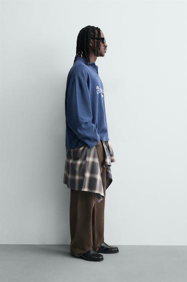 EMBROIDERED TEXTURED RUGBY POLO SHIRT - Blue / Grey by Zara - Image 3