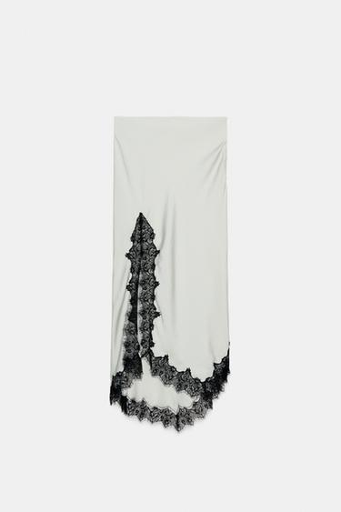 ZW COLLECTION LACE MIDI SKIRT - Light blue by Zara