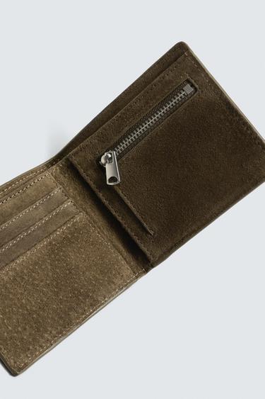LEATHER WALLET - Khaki Green by Zara - Image 2