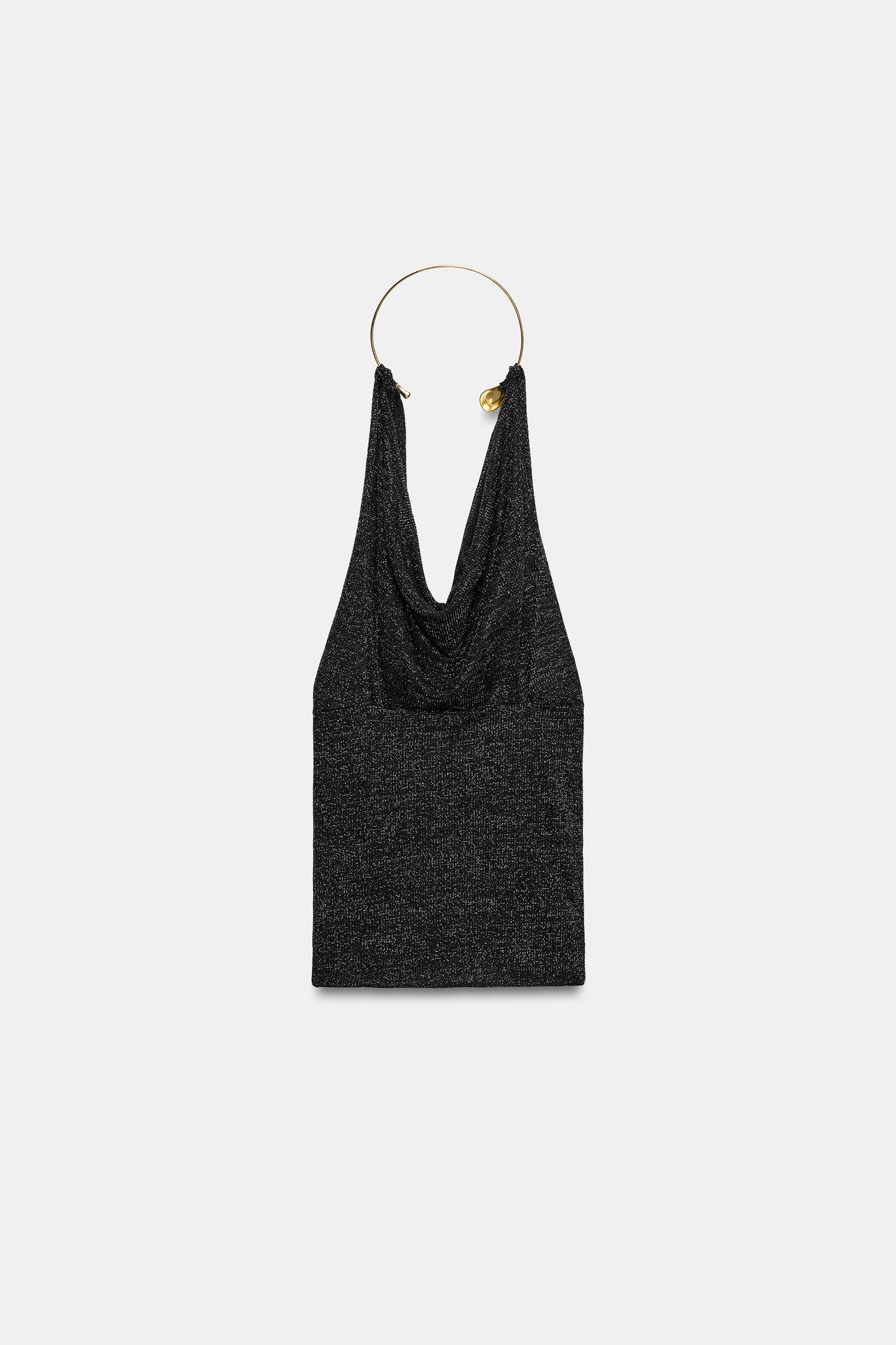 Женский топ Zara Metallic Choker Top, цвет: Чёрный — фото 6
