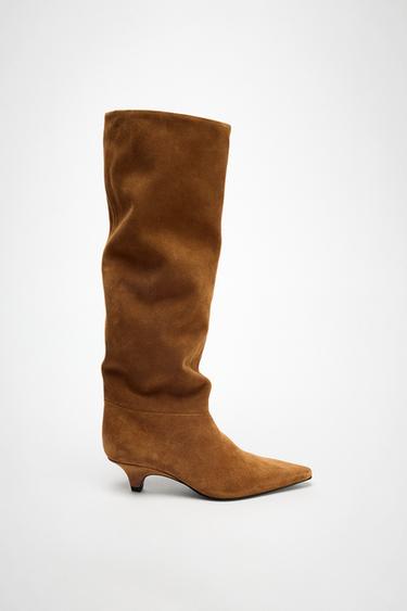 BOTA TACÓN ANTE - Marrón de Zara
