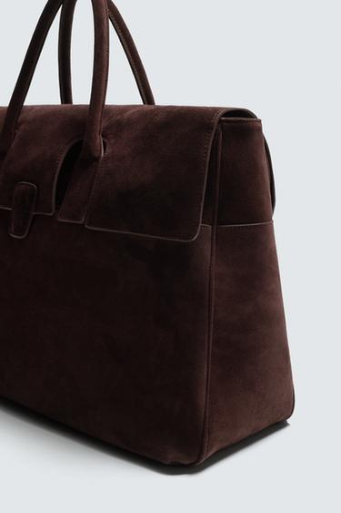 LEATHER HANDBAG - Burgundy Red by Zara - Image 4
