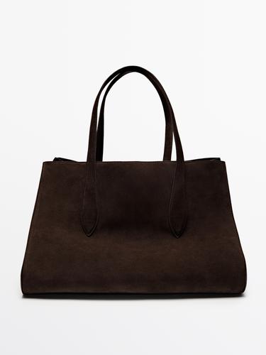 Zara Split leather maxi MD ICON tote bag - Brown