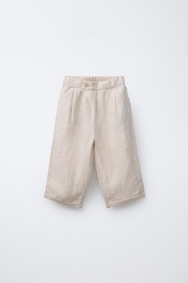 PANTALÓN CRUZADO 100% LINO - Beige claro de Zara