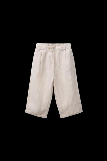 100% LINEN WRAP TROUSERS - Light beige by Zara - Image 0