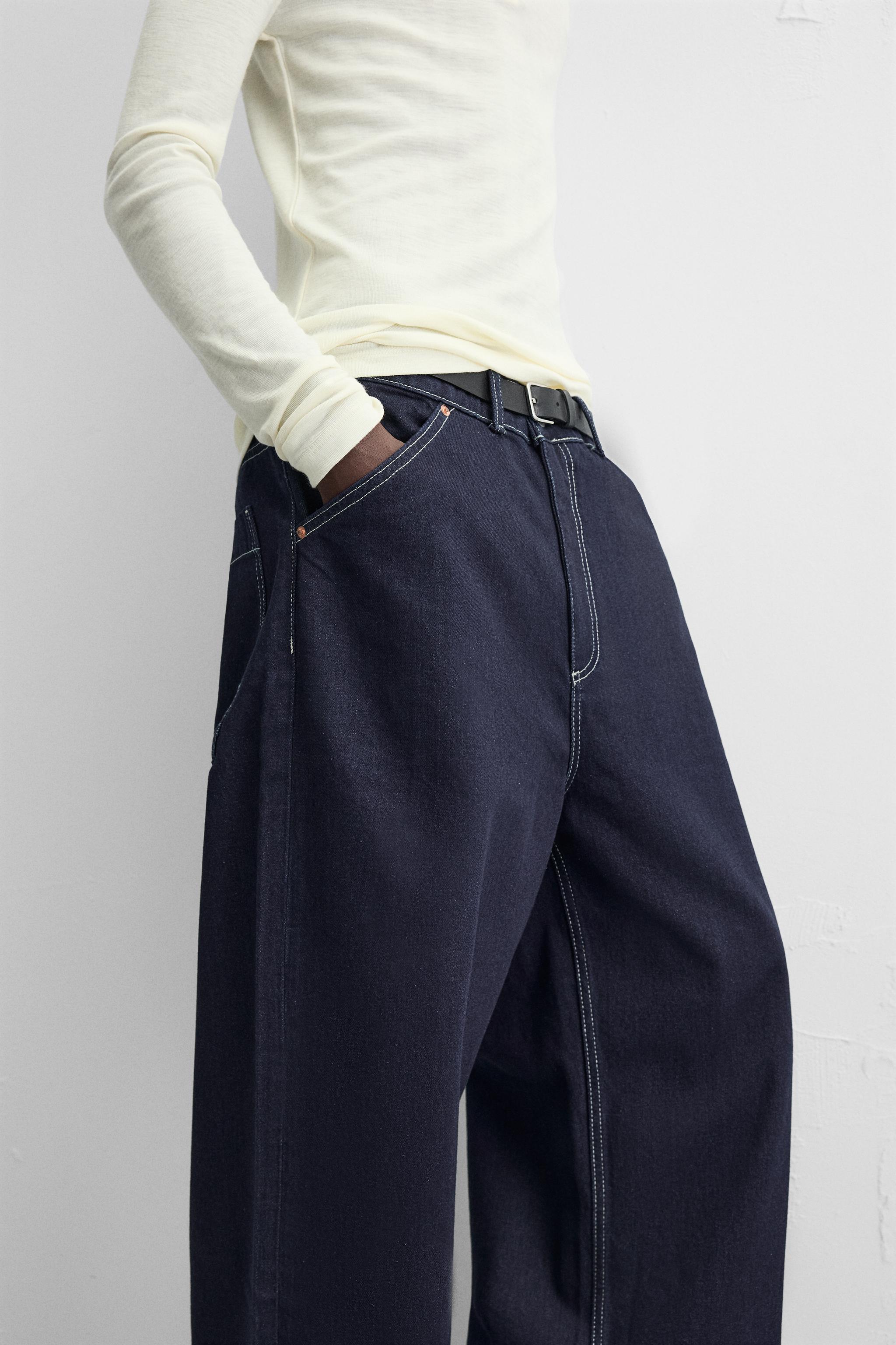 ワイドレッグバギーデニムパンツ - ネイビーブルー | ZARA Japan