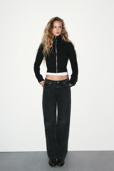 TRF WIDE-LEG LOW-RISE JEANS - Black by Zara