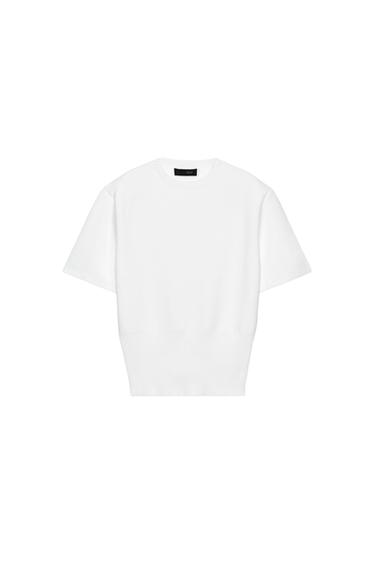 KNIT TOP WITH SHOULDER PADS - White by Zara