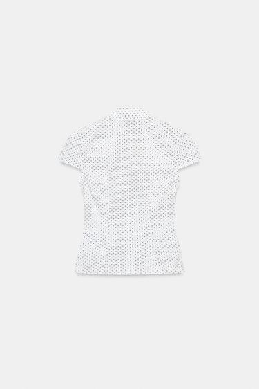 POPLIN TOP WITH GATHERING - Black / White by Zara - Image 6