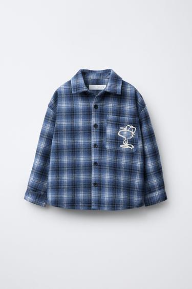 SNOOPY PEANUTSâ„¢ CHECKED OVERSHIRT - Blue by Zara