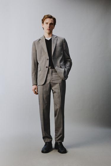 PANTALÓN TRAJE CUADROS - Marrón de Zara