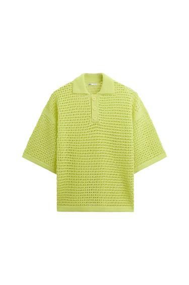 CROCHET KNIT POLO SHIRT