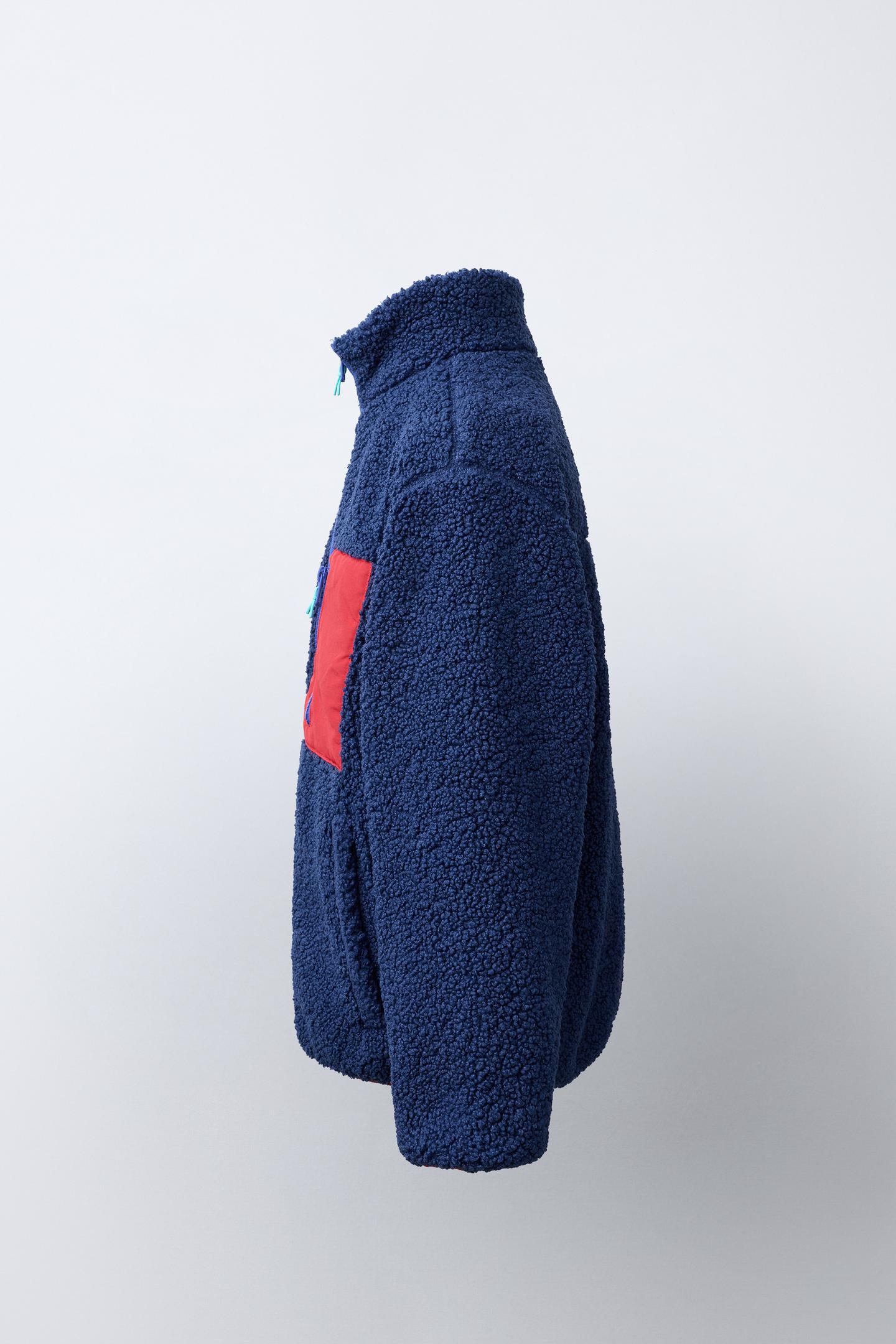 Детская куртка Zara Colorblock Faux Shearling, цвет: Тёмно-синий — фото 4